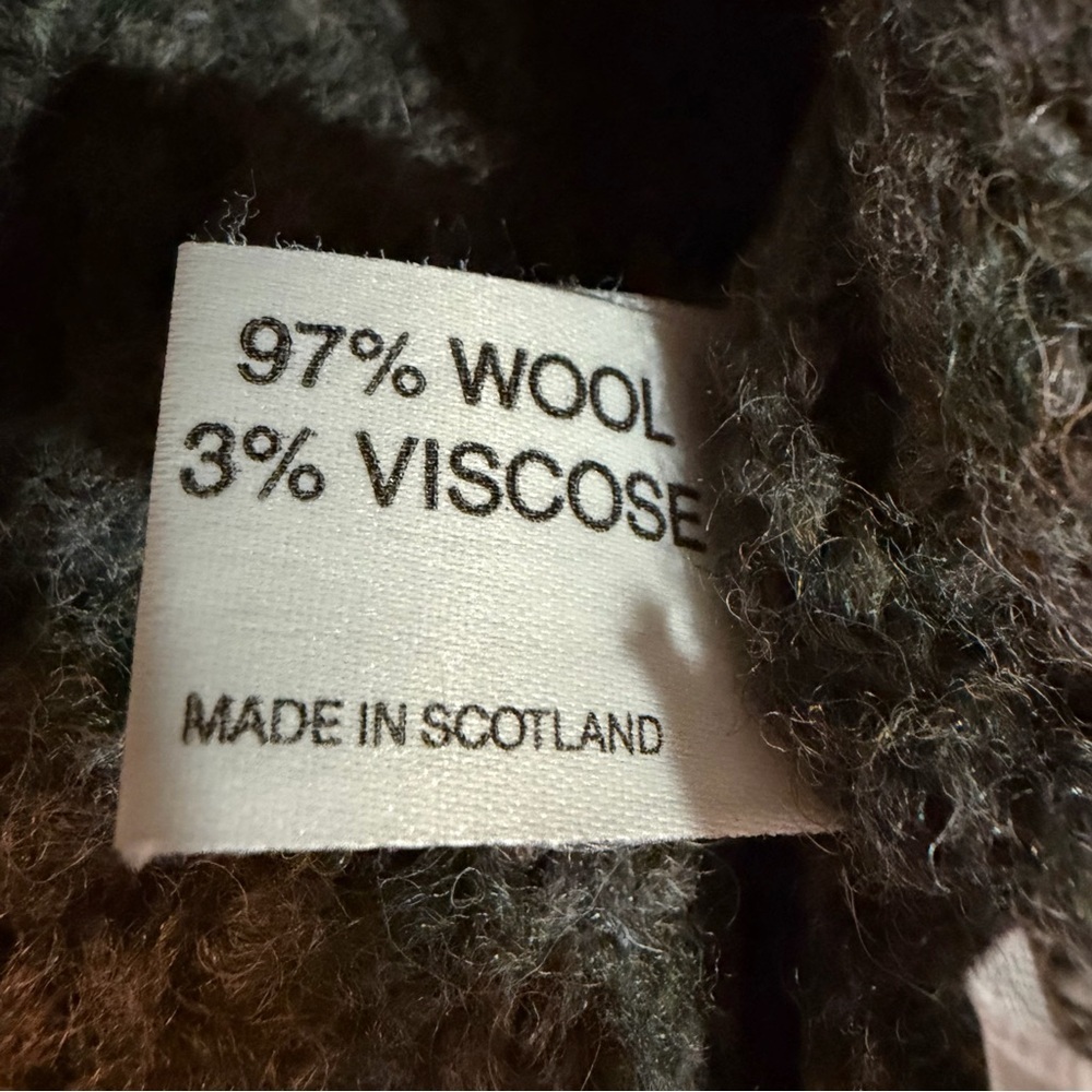 West Highland Woollens Scottish Wool Cable Knit Mock-Neck Sweater in Green/Gray - Picture 11 of 15